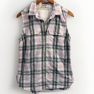 Eddie Bauer Women's‎ Travex Shirt Plaid Small.Sleeveless Camping Hiking Outdoor
